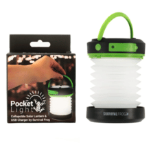 Pocket Solar Lantern – Rechargeable LED Light, Power Bank with USB Charging Port